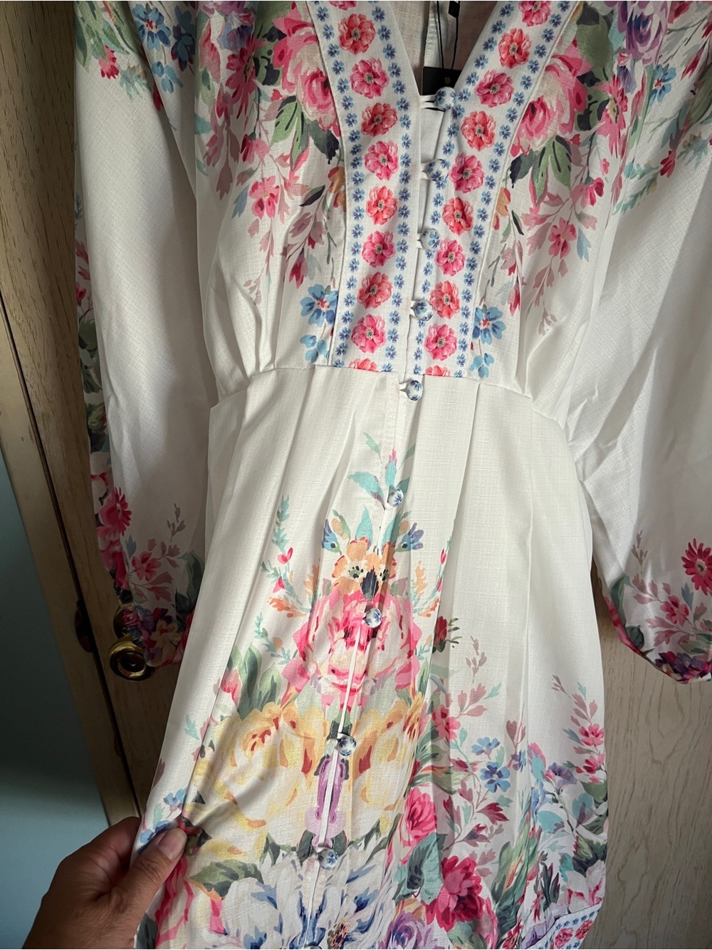 Karolina Boutique Floral Feminine Belted Dress Cottagecore Sz Large - Picture 11 of 16